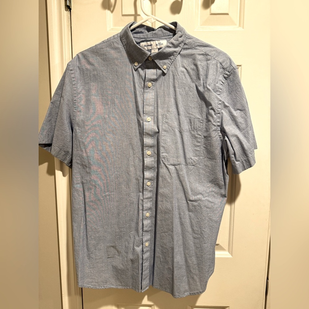 Old Navy, short sleeve button down, slim fit built-in flex